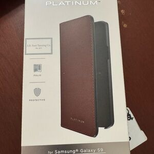 Brown Leather Folio Case for Samsung Galaxy S9